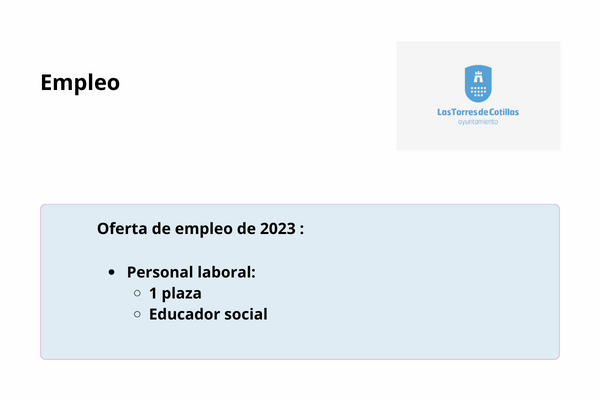 Oferta de empleo público año 2023. Ayuntamiento de Las Torres de Cotillas